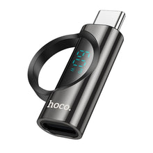 Заредете изображение във визуализатора на галерията – HOCO adapter Type C (male) to Lightning (female) with digital display 3A 60W UA32A black
