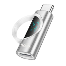 Заредете изображение във визуализатора на галерията – HOCO adapter Type C (male) to Lightning (female) with digital display 3A 60W UA32A silver
