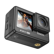 Заредете изображение във визуализатора на галерията – HOCO sports camera with digital displays 1,3&quot; + 2&quot; anti-shake IPS 4K DV102 black
