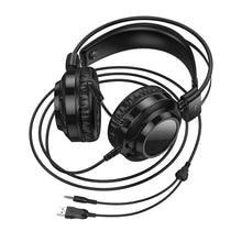 Заредете изображение във визуализатора на галерията – HOCO wire headphones USB A + Jack 3,5 mm with microphone gaming W110 2 m black
