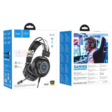 Заредете изображение във визуализатора на галерията – HOCO wire headphones USB A + Jack 3,5 mm with microphone gaming W110 2 m black
