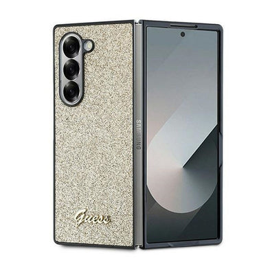 Оригинален гръб GUESS за SAMSUNG Z Fold 6 GUHCZFD6HGGSHD (HC PU 4G Glitter Script) златист