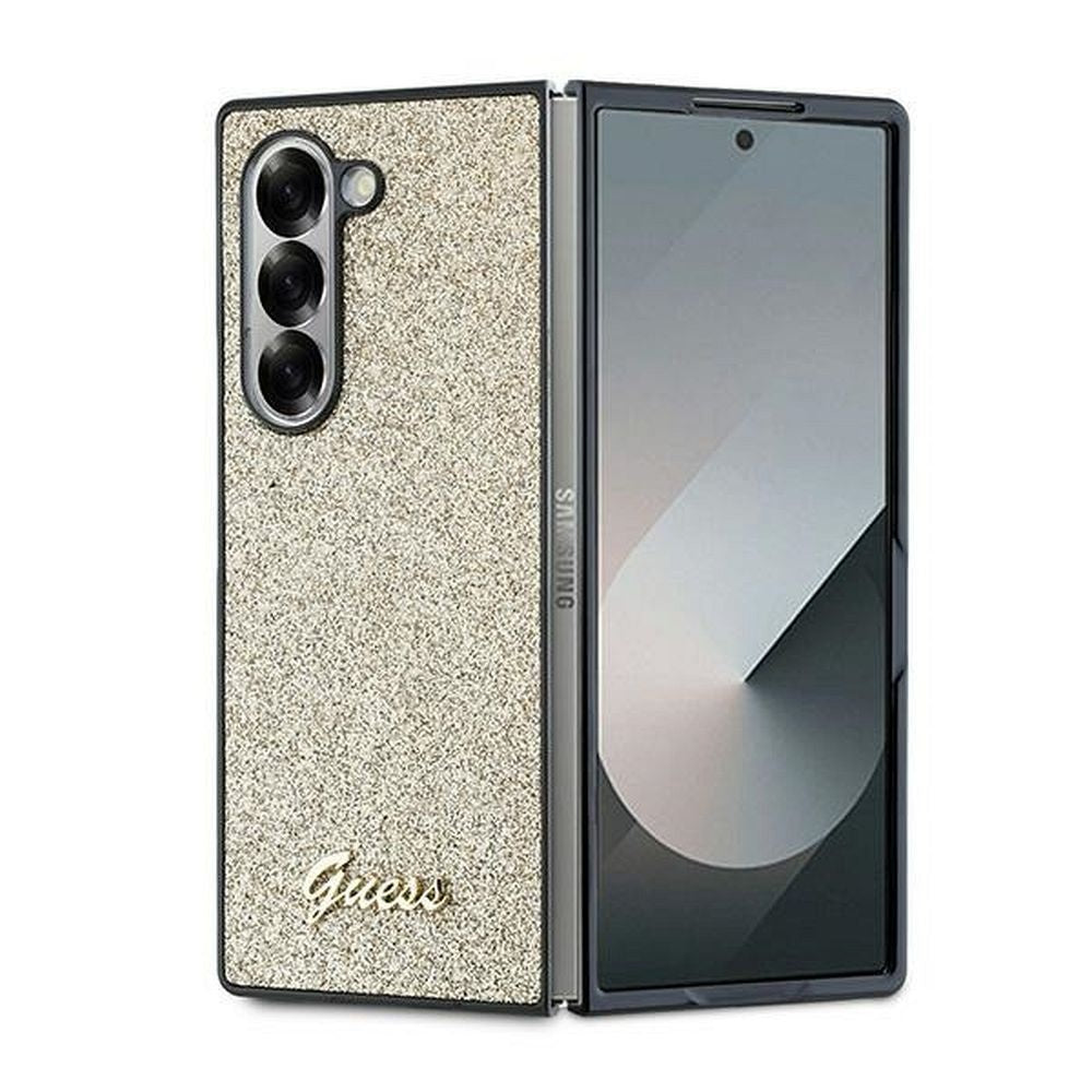 Оригинален гръб GUESS за SAMSUNG Z Fold 6 GUHCZFD6HGGSHD (HC PU 4G Glitter Script) златист