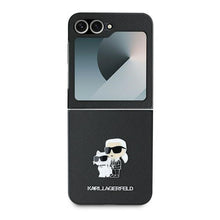 Заредете изображение във визуализатора на галерията – Оригинален гръб KARL LAGERFELD за SAMSUNG Z Flip 6 KLHCZF6SAPKCNPK (HC Saffiano KC Metal Pin) черен
