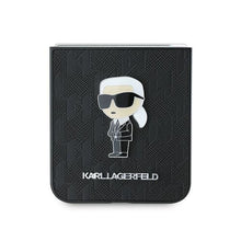 Заредете изображение във визуализатора на галерията – Оригинален гръб KARL LAGERFELD за SAMSUNG Z Flip 6 KLHCZF6SAPKINPK (HC Saffiano Monogram Ikonik Pin) черен
