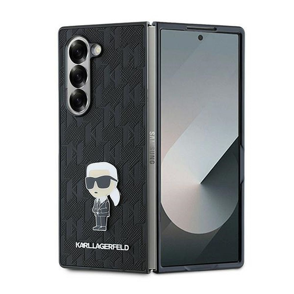 Оригинален гръб KARL LAGERFELD за SAMSUNG Z Fold 6 KLHCZFD6SAPKINPK (HC Saffiano Monogram Ikonik Pin) черен