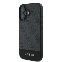 Заредете изображение във визуализатора на галерията – Оригинален гръб GUESS за IPHONE 16 Plus GUHCP16MG4GLGR (PC/TPU 4G PU Bottom Stripe) сив
