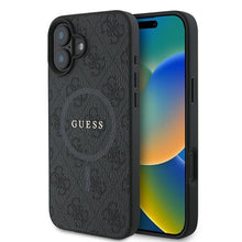 Заредете изображение във визуализатора на галерията – Оригинален гръб GUESS за IPHONE 16 Plus compatible with MagSafe GUHMP16MG4GFRK (PU 4G Ring Classic Logo) черен
