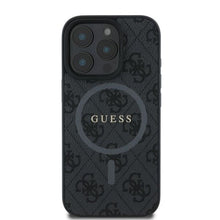 Заредете изображение във визуализатора на галерията – Оригинален гръб GUESS за IPHONE 16 Pro compatible with MagSafe GUHMP16LG4GFRK (PU 4G Ring Classic Logo) черен
