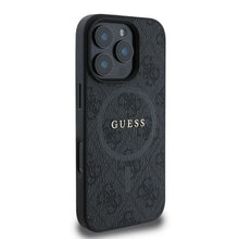 Заредете изображение във визуализатора на галерията – Оригинален гръб GUESS за IPHONE 16 Pro compatible with MagSafe GUHMP16LG4GFRK (PU 4G Ring Classic Logo) черен
