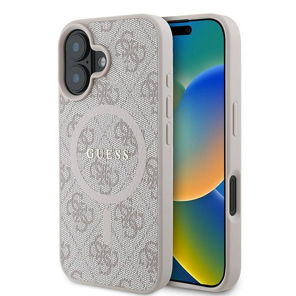 Оригинален гръб GUESS за IPHONE 16 Plus compatible with MagSafe GUHMP16MG4GFRP (PU 4G Ring Classic Logo) розов