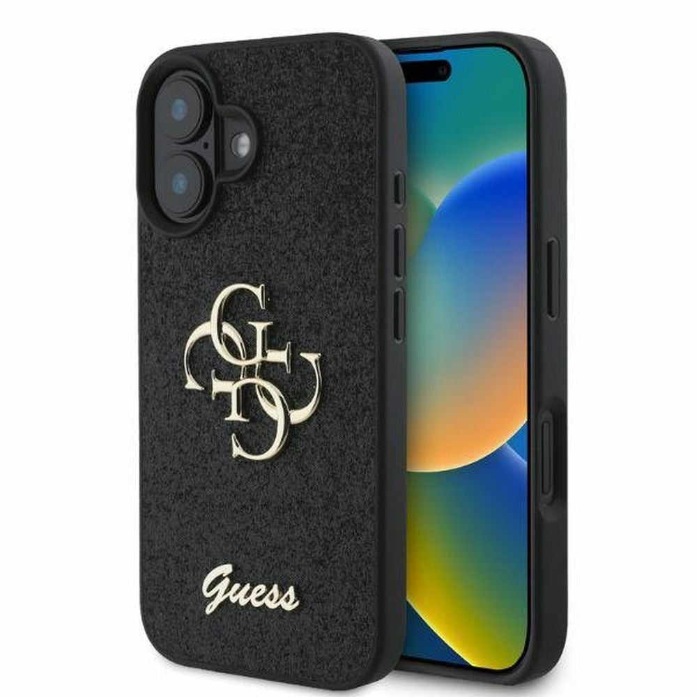 Оригинален гръб GUESS за IPHONE 16 GUHCP16SHG4SGK (Fixed Glitter Big 4G) черен