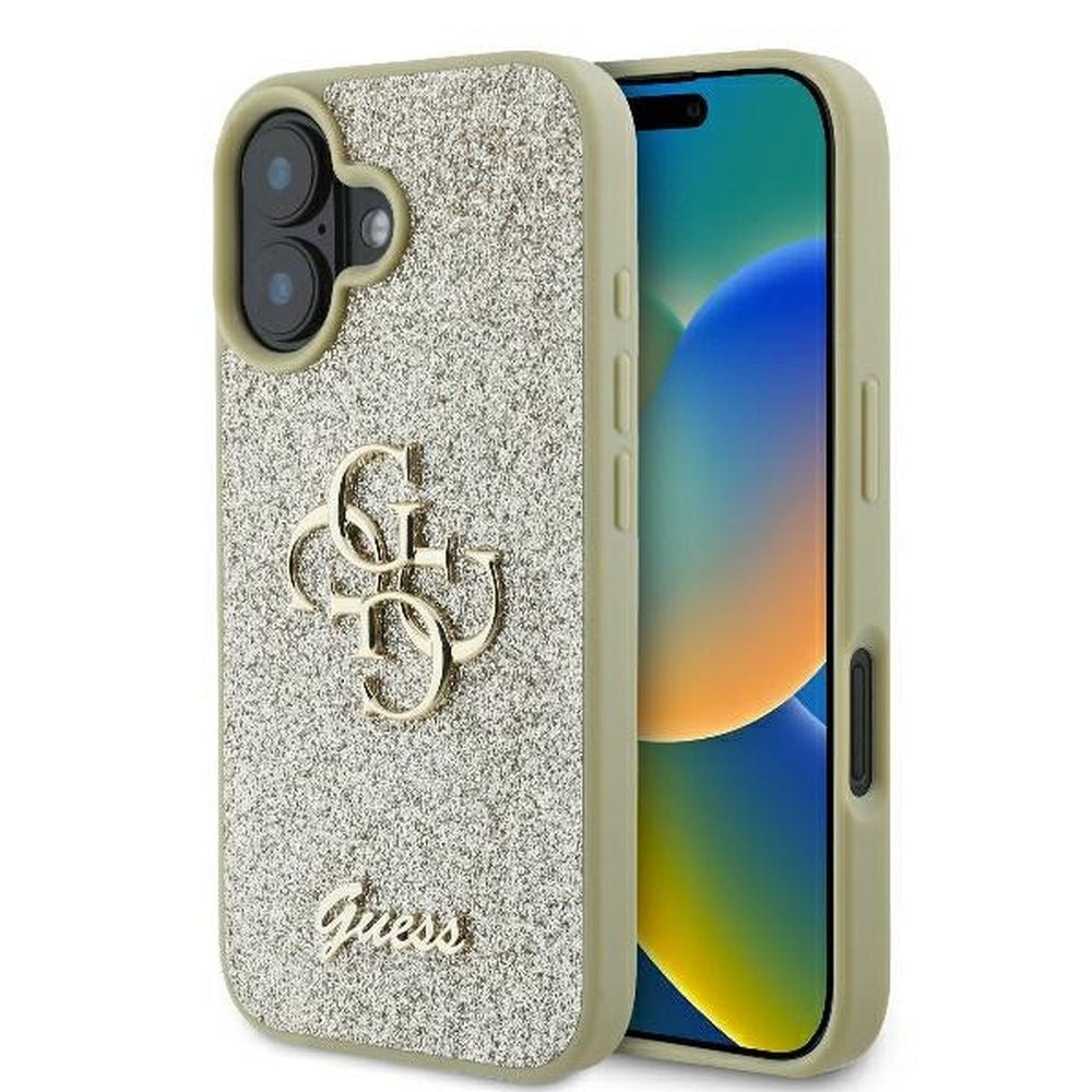 Оригинален гръб GUESS за IPHONE 16 Plus GUHCP16MHG4SGD (Fixed Glitter Big 4G) златист