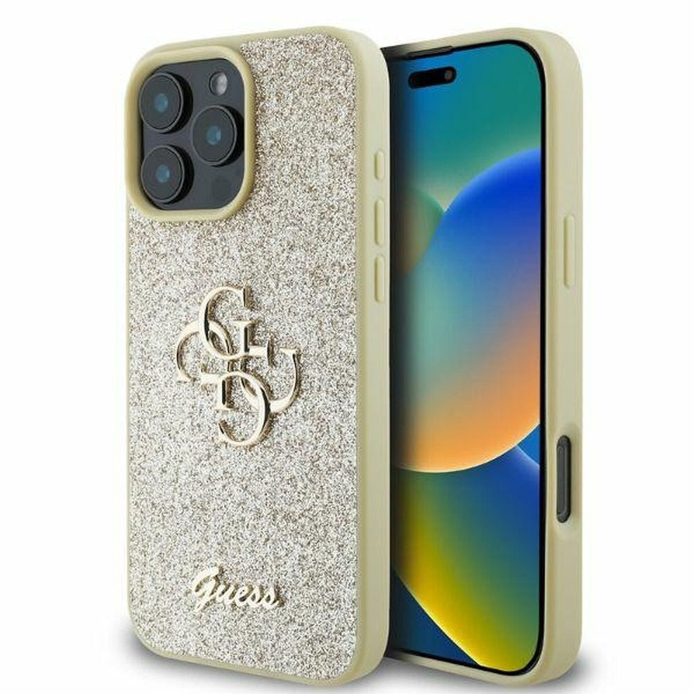 Оригинален гръб GUESS за IPHONE 16 Pro Max GUHCP16XHG4SGD (Fixed Glitter Big 4G) златист