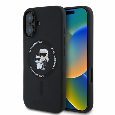 Оригинален гръб KARL LAGERFELD за IPHONE 16 compatible with MagSafe KLHMP16SSCMKCRHK (Silicone KC Body Ring) черен