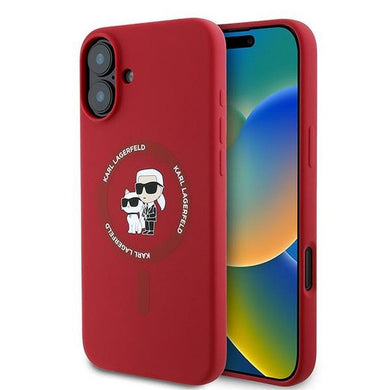 Оригинален гръб KARL LAGERFELD за IPHONE 16 Plus compatible with MagSafe KLHMP16MSCMKCRHR (Silicone KC Body Ring) червен