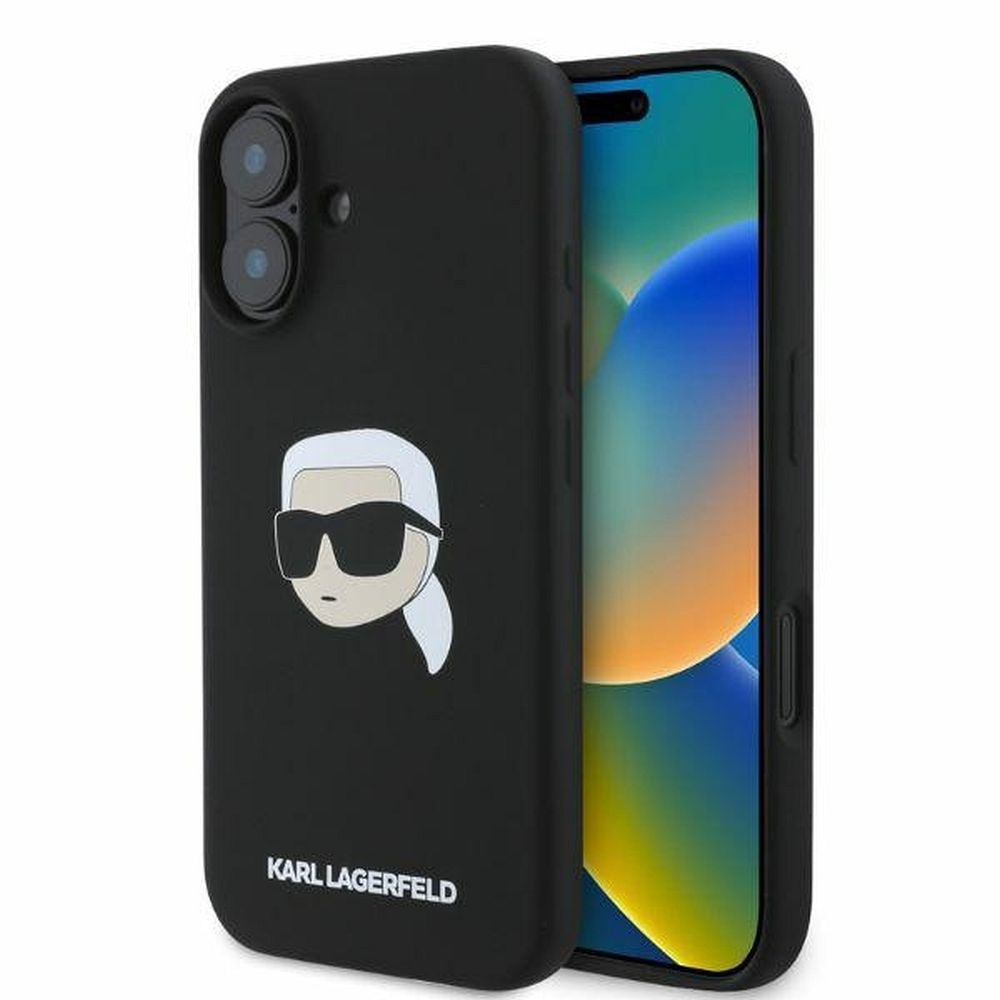 Оригинален гръб KARL LAGERFELD за IPHONE 16 compatible with MagSafe KLHMP16SSKHPPLK (Sil KL Head Print) черен