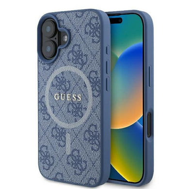 Оригинален гръб GUESS за IPHONE 16 compatible with MagSafe GUHMP16SG4GFRB (PU 4G Ring Classic Logo) син
