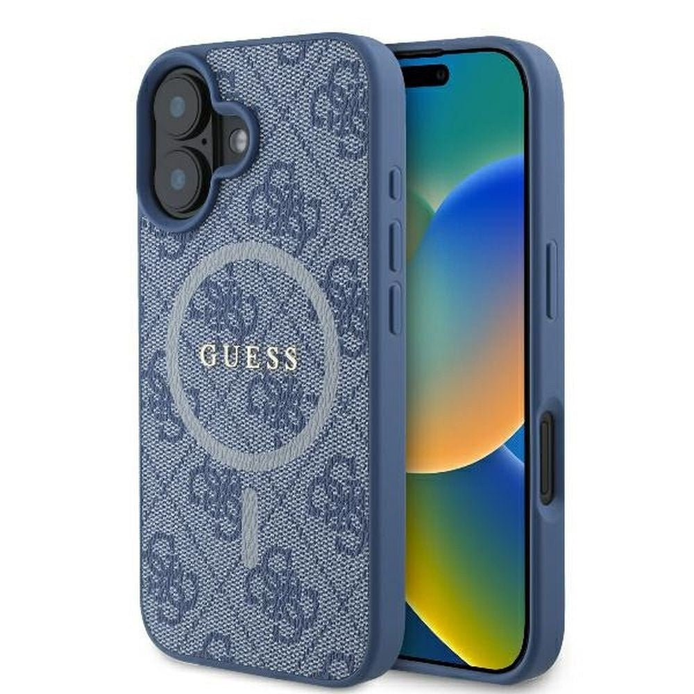 Оригинален гръб GUESS за IPHONE 16 compatible with MagSafe GUHMP16SG4GFRB (PU 4G Ring Classic Logo) син