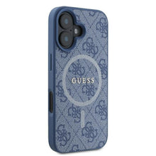Заредете изображение във визуализатора на галерията – Оригинален гръб GUESS за IPHONE 16 compatible with MagSafe GUHMP16SG4GFRB (PU 4G Ring Classic Logo) син
