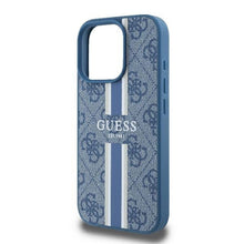 Заредете изображение във визуализатора на галерията – Оригинален гръб GUESS за IPHONE 16 Pro compatible MagSafe GUHMP16LP4RPSB (4G Printed Stripes) син
