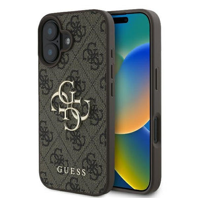 Оригинален гръб GUESS за IPHONE 16 Plus GUHCP16M4GMGBR (4G PU Big Logo) кафяв