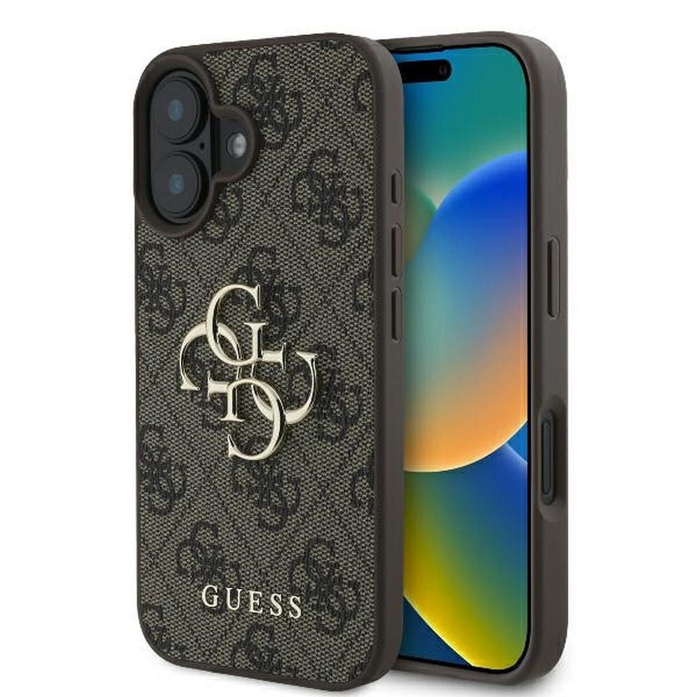Оригинален гръб GUESS за IPHONE 16 Plus GUHCP16M4GMGBR (4G PU Big Logo) кафяв
