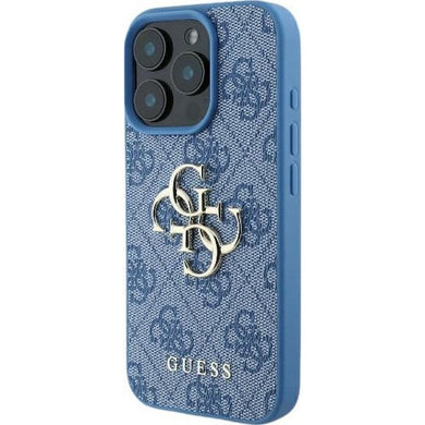 Оригинален гръб GUESS за IPHONE 16 GUHCP16S4GMGBL (4G PU Big Logo) син