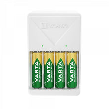 Заредете изображение във визуализатора на галерията – VARTA PLUG ЗАРЯДНО 57657 + 4 x акумулаторна батерия R6 (AA) 2100 mAh
