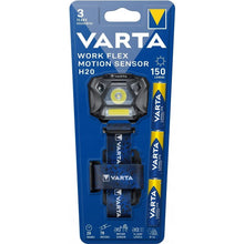 Заредете изображение във визуализатора на галерията – VARTA челник LED Work flex с датчик за движение H20 150lm 18648 + 3 x батерии R3 (AAA)
