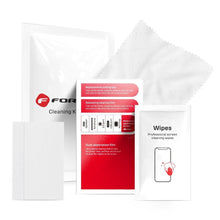 Заредете изображение във визуализатора на галерията – FORCELL - cleaning kit for LCD's 4in1 (wet and dry cloth, scratch card, dust stickers)
