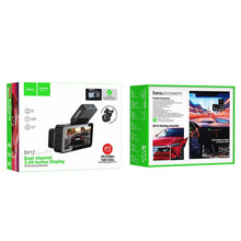Заредете изображение във визуализатора на галерията – HOCO car camera with display 3,69&quot; + rear camera 2K GPS DV12 silvery gray
