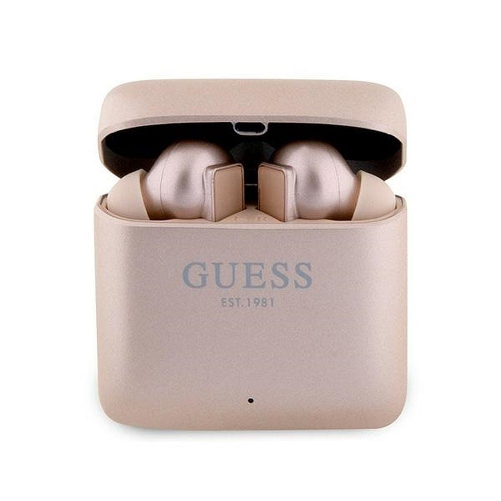 GUESS безжични слушалки bluetooth TWS + докинг станция GUTWSSU20ALEGP (Printed Logo) розово злато