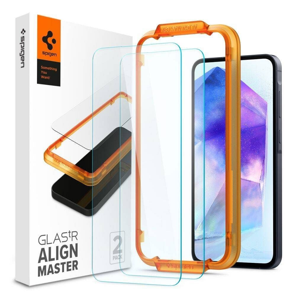 SPIGEN закалено стъкло ALM GLAS. TR 2 пакета за SAMSUNG A55 5G прозрачно