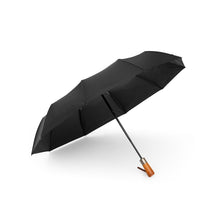 Заредете изображение във визуализатора на галерията – Automatic foldable umbrella with wood handle 10-ribs XXL 115 cm black
