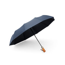 Заредете изображение във визуализатора на галерията – Automatic foldable umbrella with wood handle 10-ribs XXL 115 cm blue
