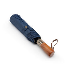 Заредете изображение във визуализатора на галерията – Automatic foldable umbrella with wood handle 10-ribs XXL 115 cm blue
