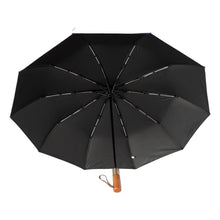 Заредете изображение във визуализатора на галерията – Automatic foldable umbrella with wood handle 10-ribs XXL 115 cm wine red
