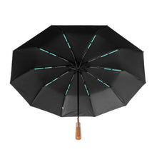 Заредете изображение във визуализатора на галерията – Automatic foldable umbrella with wood handle 10-ribs XXL 115 cm wine red
