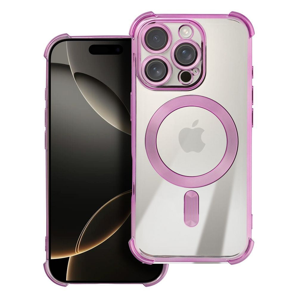 Гръб ANTISHOCK ELECTRO за IPHONE 16 Pro compatible with MagSafe розов