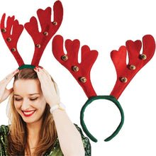 Заредете изображение във визуализатора на галерията – Christmas Headband "Reindeer Antlers with Bells" RC-K-297
