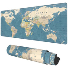 Заредете изображение във визуализатора на галерията – Mouse / keyboard pad "World map" 40 x 90 x 2 mm RC-K-1074 blue

