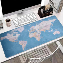 Заредете изображение във визуализатора на галерията – Mouse / keyboard pad "World map" 40 x 90 x 2 mm RC-K-1074 blue
