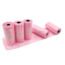 Заредете изображение във визуализатора на галерията – Plastic bags for dog excrement STRONG 8 rolls 120 pcs RC-K-778 pink
