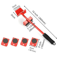 Заредете изображение във визуализатора на галерията – Set of rollers for moving furniture 150 kg RC-K-1344 red
