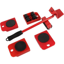 Заредете изображение във визуализатора на галерията – Set of rollers for moving furniture 150 kg RC-K-1344 red
