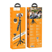 Заредете изображение във визуализатора на галерията – HOCO selfie stick with bluetooth remonte control K22 black
