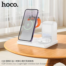 Заредете изображение във визуализатора на галерията – HOCO wireless charger compatible with iWatch with clock 2A 15W CQ9 white
