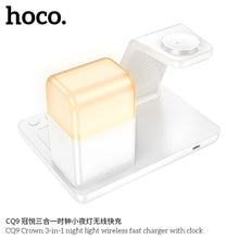 Заредете изображение във визуализатора на галерията – HOCO wireless charger compatible with iWatch with clock 2A 15W CQ9 white

