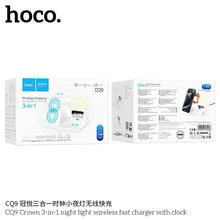 Заредете изображение във визуализатора на галерията – HOCO wireless charger compatible with iWatch with clock 2A 15W CQ9 white
